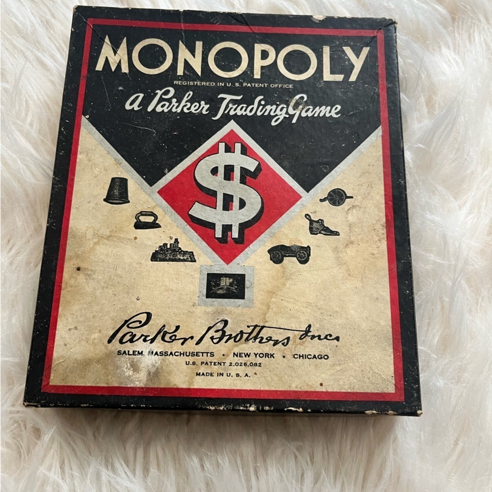 Vintage Monopoly Board Game parts and pieces